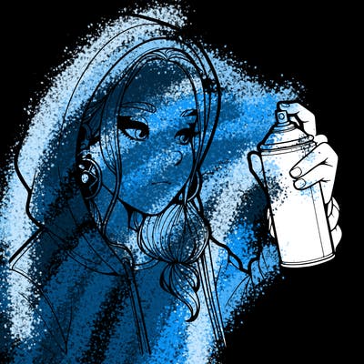 a realistic girl, spray painting