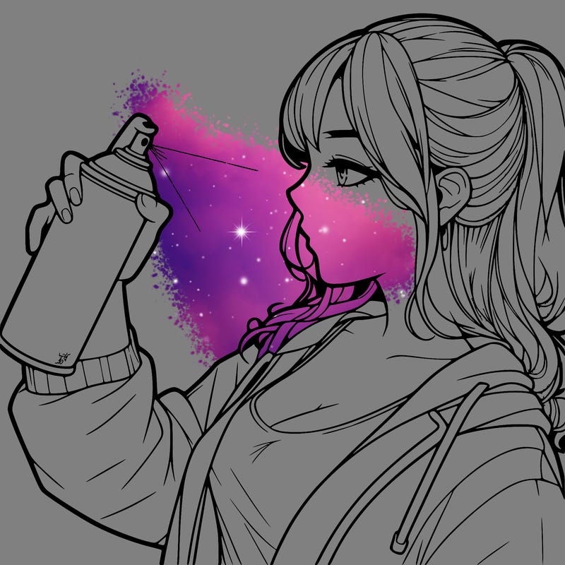 a realistic girl spray, painting