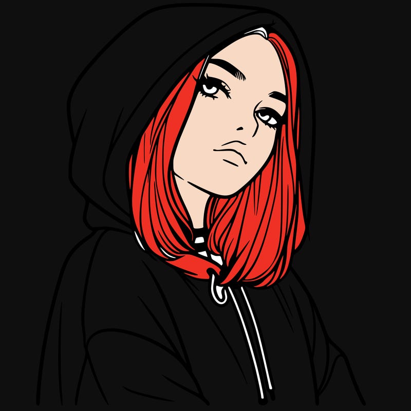 a realistic girl in a hoodie