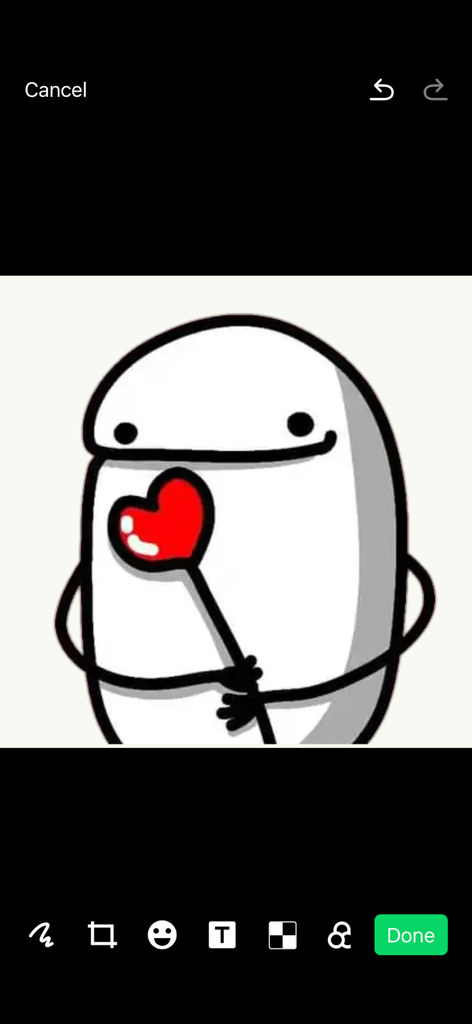 Flork Sticker Maker - Editing a Flork character holding a heart in the Flork Sticker Maker app