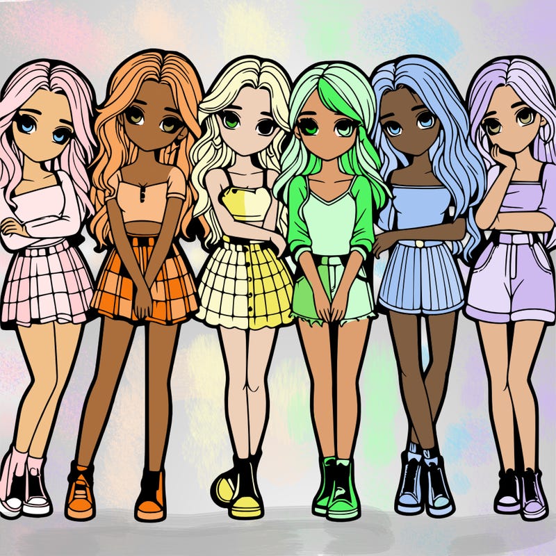 a group of girls realistic