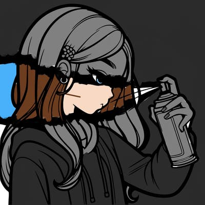 a realistic girl spray painting