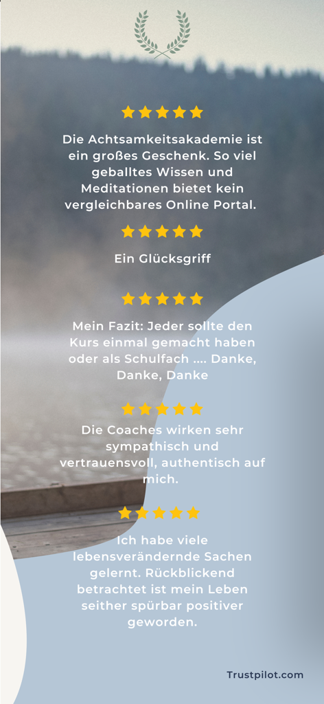 Achtsamkeitsakademie - Fünf Sterne-Nutzerbewertungen und Testimonials für die Achtsamkeitsakademie-App