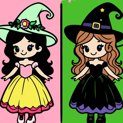 1 good witch and 1 bad witch