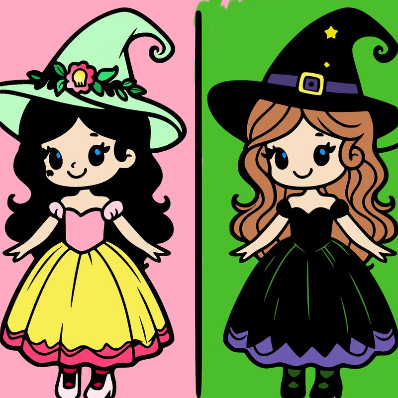 1 good witch and 1 bad witch