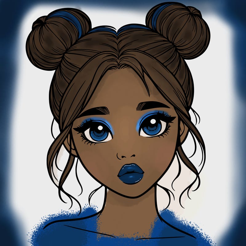 realistic girl with two buns on her head