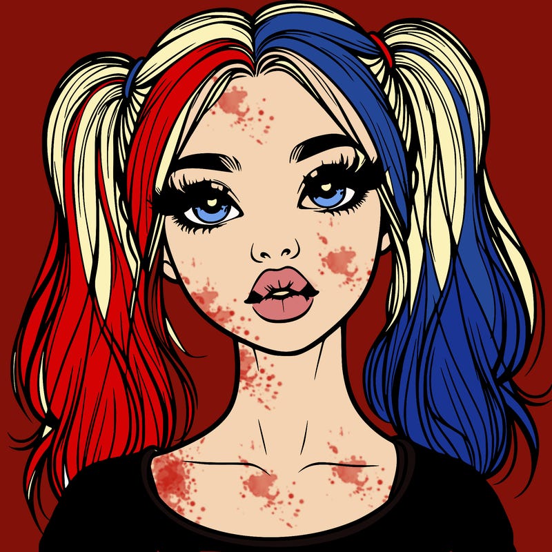 realistic girl with ponytails and lips