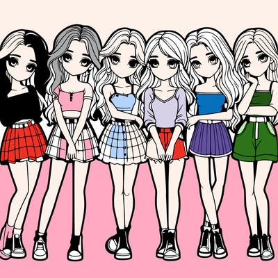 a group of girls realistic