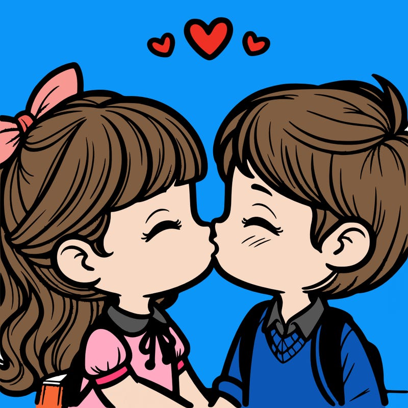 boy and girl kissing