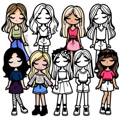 a group girls with their eyes closed full body