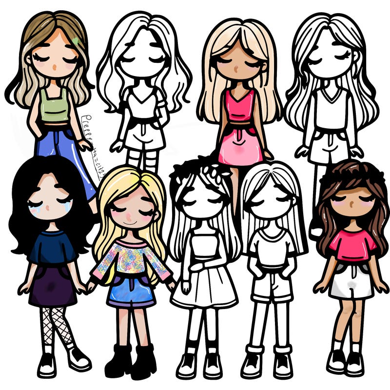 a group girls with their eyes closed full body