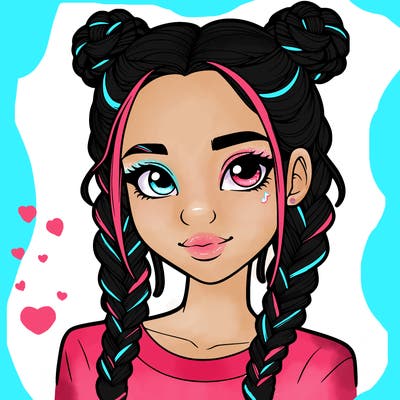 realistic girl with braids