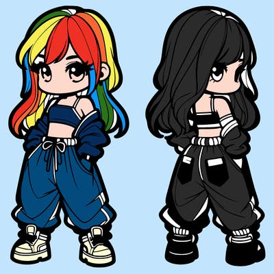 girl in crop top and baggy pants