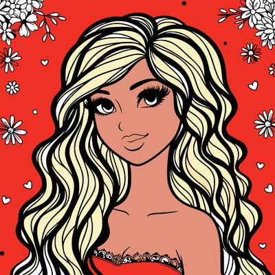 pretty woman with long wavy hair
