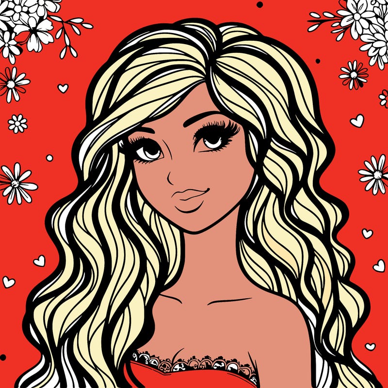 pretty woman with long wavy hair