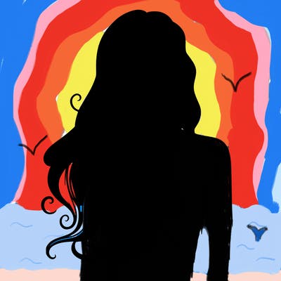 woman with long hair from behind