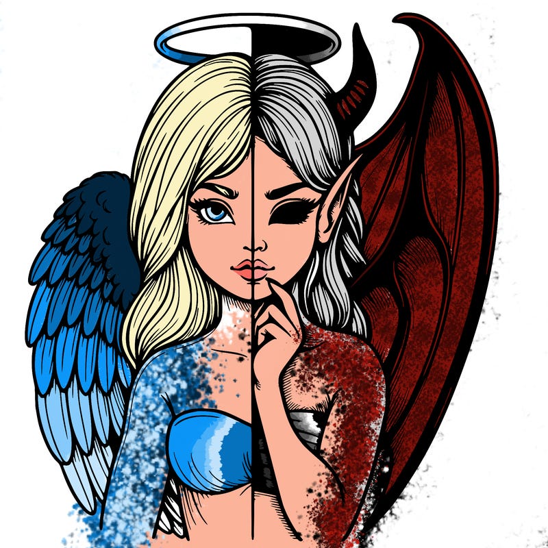 realistic angel half demon