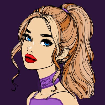 realistic girl with a ponytail on her hair and lips