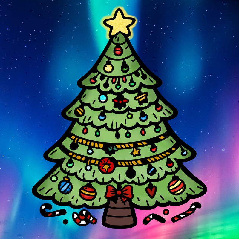 christmas tree with lots of details