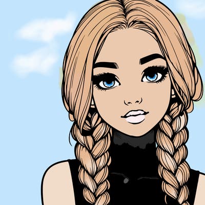 realistic girl with braids