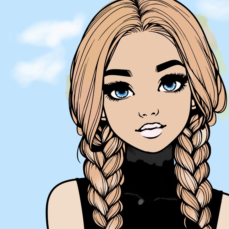 realistic girl with braids