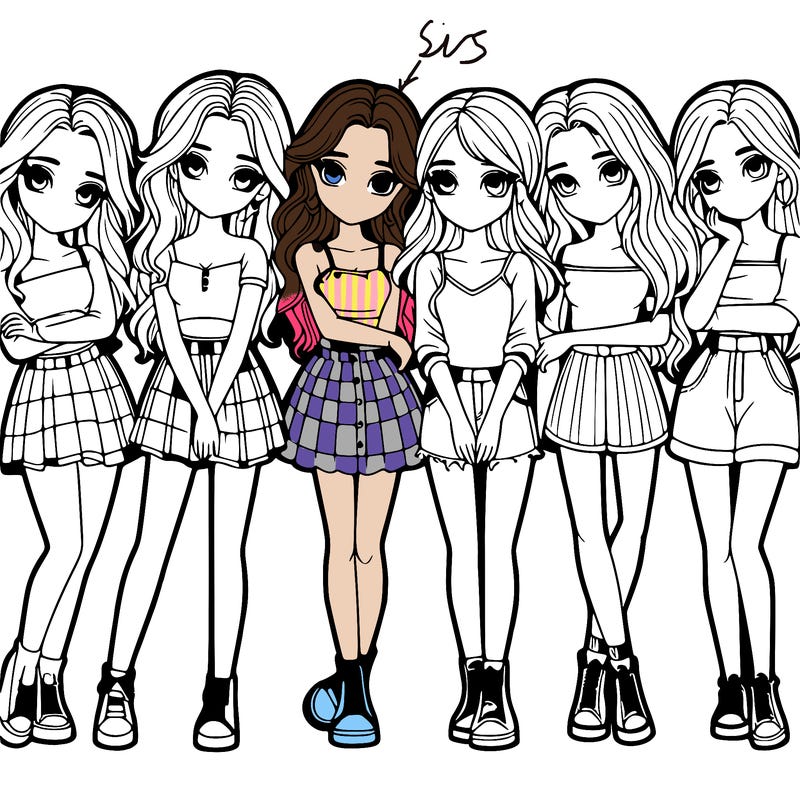 a group of girls realistic