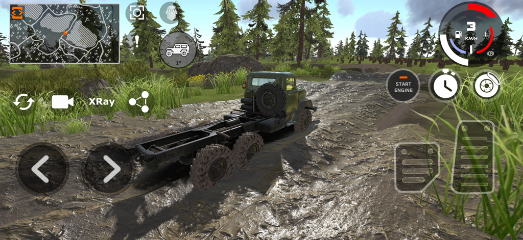 DriveCSX Car Crash Simulator - A heavy truck driving through deep mud in DriveCSX offroad simulator.