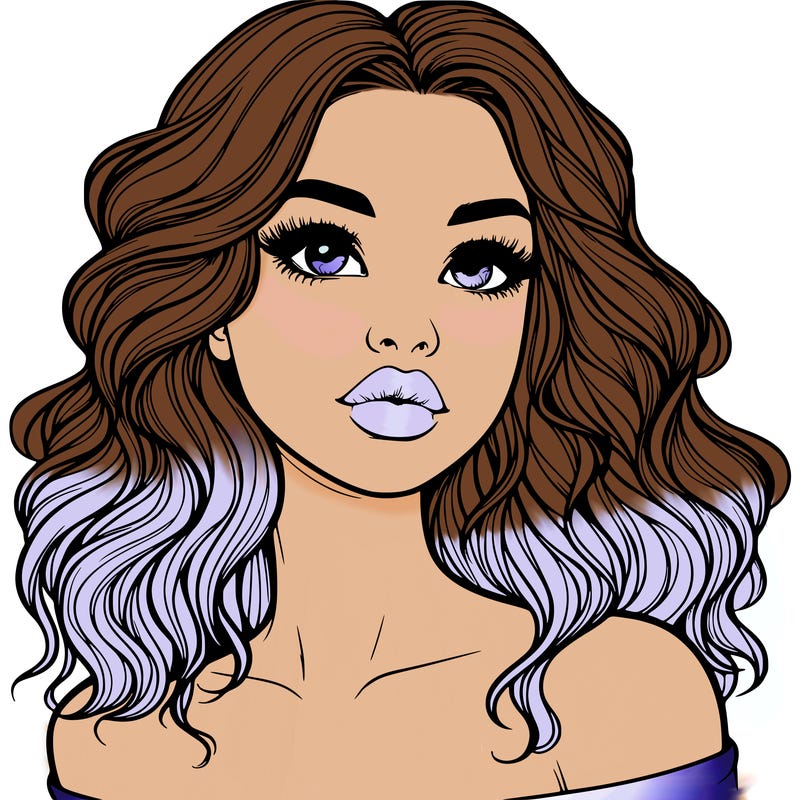 realistic girl with wavy hair and lips