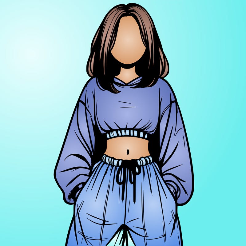 realistic girl faceless with baggy pants and a crop top