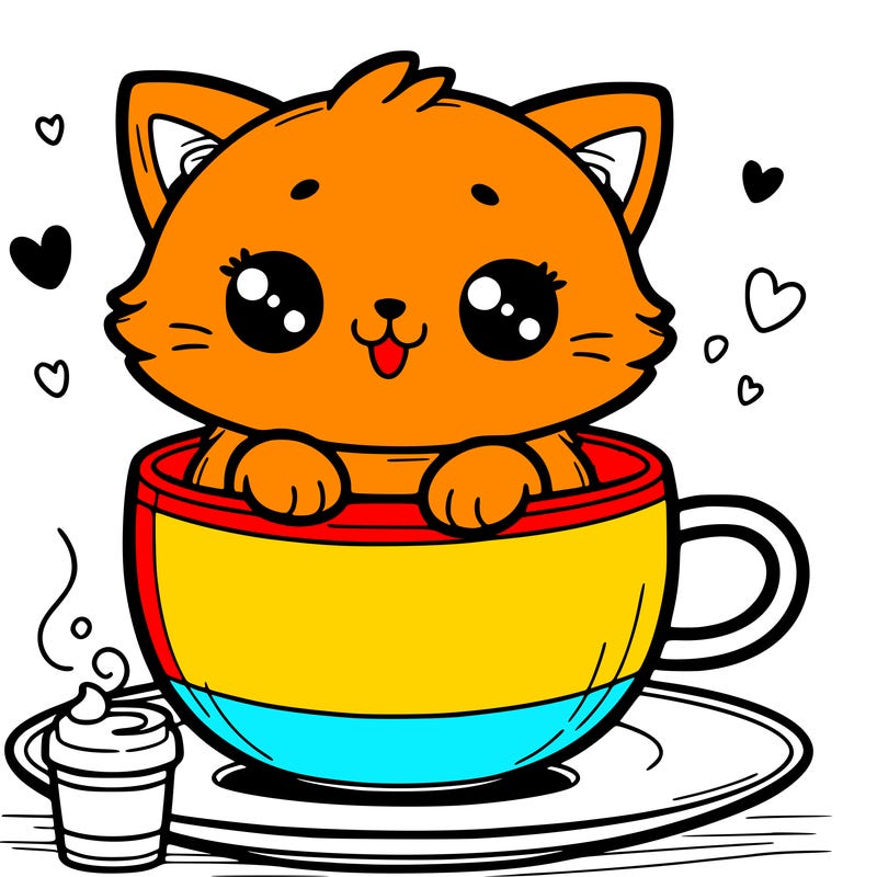 cute cat in a coffee cup