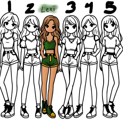 a group of girls wearing crop tops and shorts