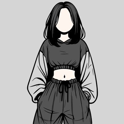 realistic girl faceless with baggy pants and a crop top