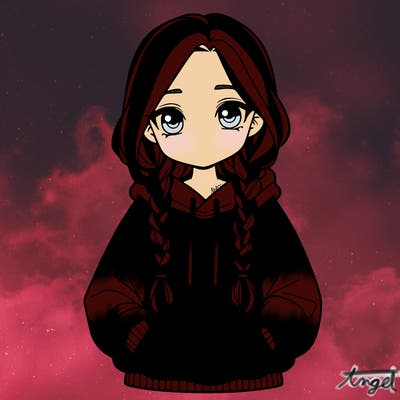 a realistic girl with a oversized hoodie and she has braids