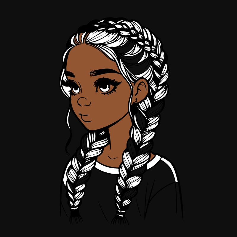 realistic girl with braids
