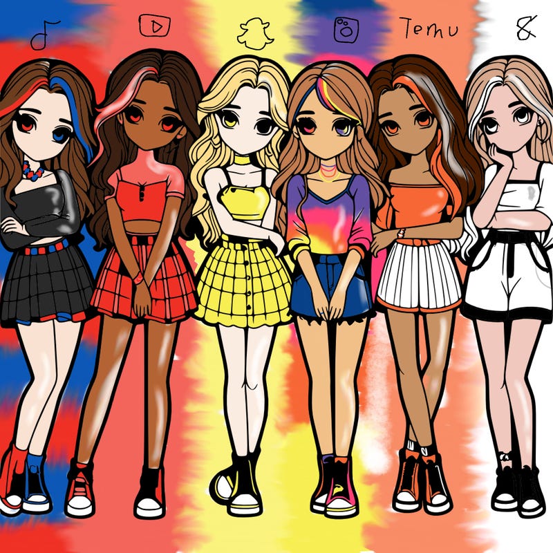 a group of girls realistic