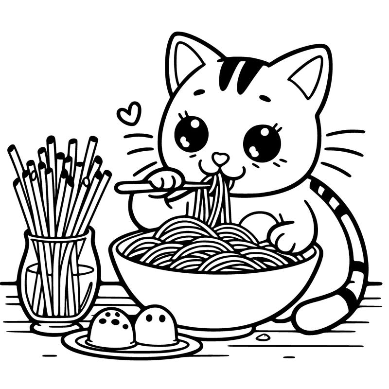 italian cat eating pasta