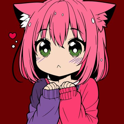 shy anime catgirl
