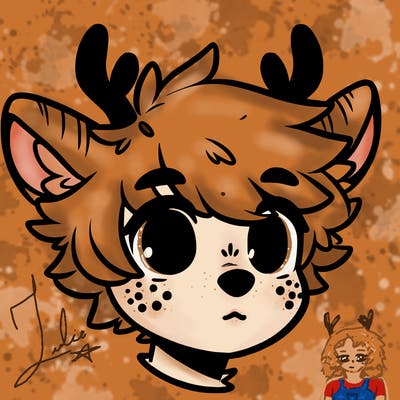 a humanoid deer with soft fluffy ears