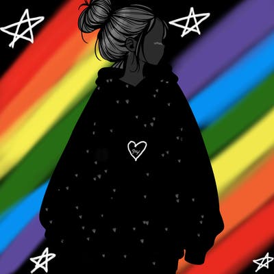 realistic girl with a oversized sweatshirt on and a bun