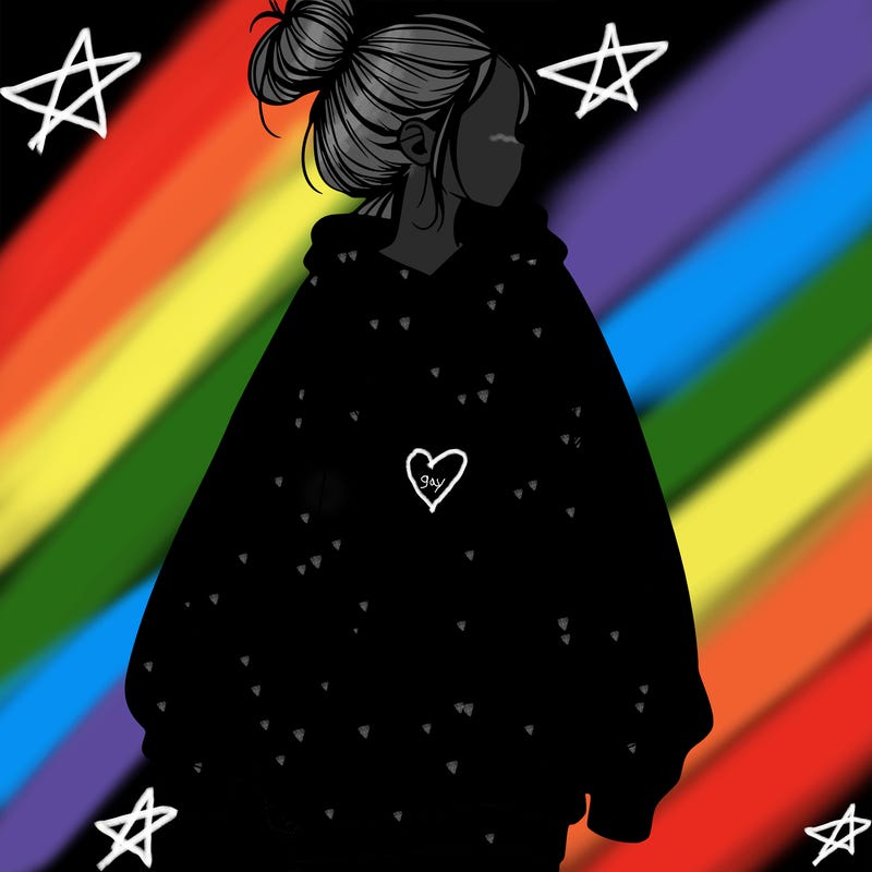 realistic girl with a oversized sweatshirt on and a bun