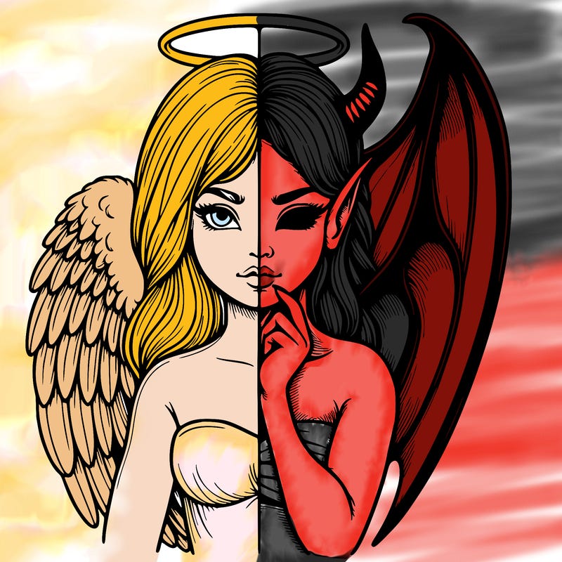 realistic angel half demon