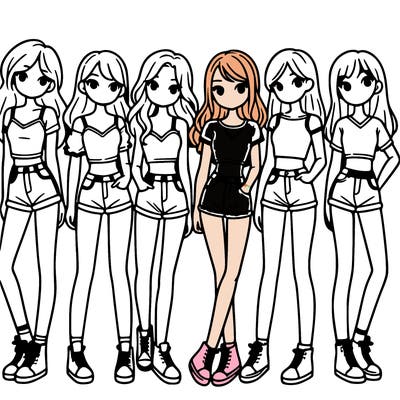 a group of girls wearing crop tops and shorts