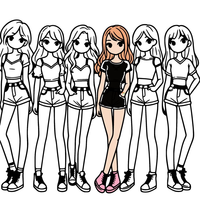 a group of girls wearing crop tops and shorts