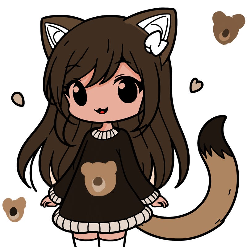 girl with cat ears and tail