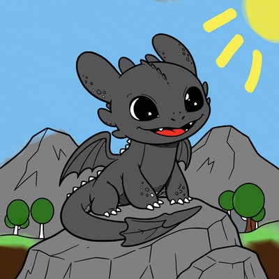 a baby toothless but with big ears how  to train your dragon