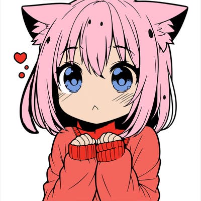 shy anime catgirl