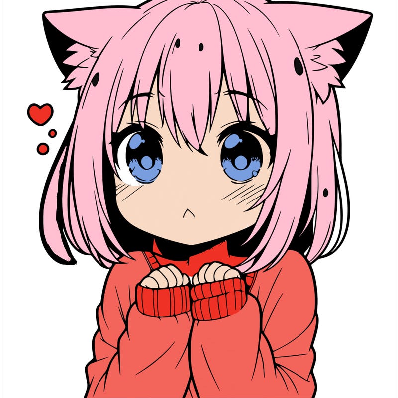 shy anime catgirl