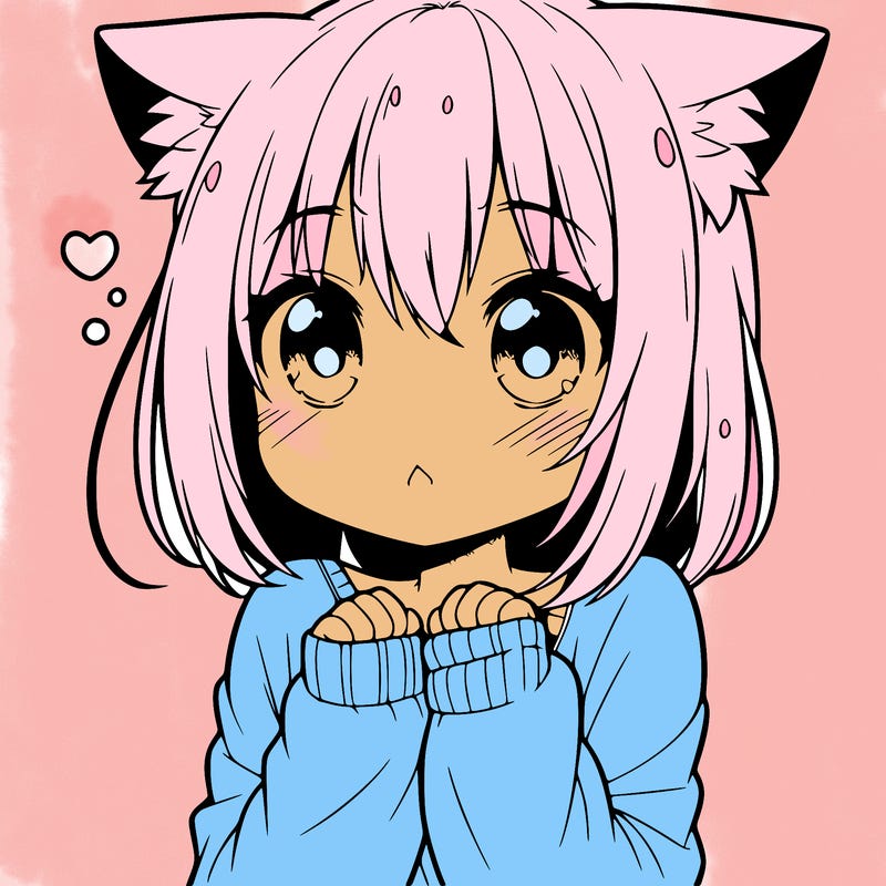 shy anime catgirl