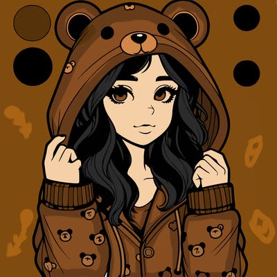 realistic girl in a animal pjs hoodie