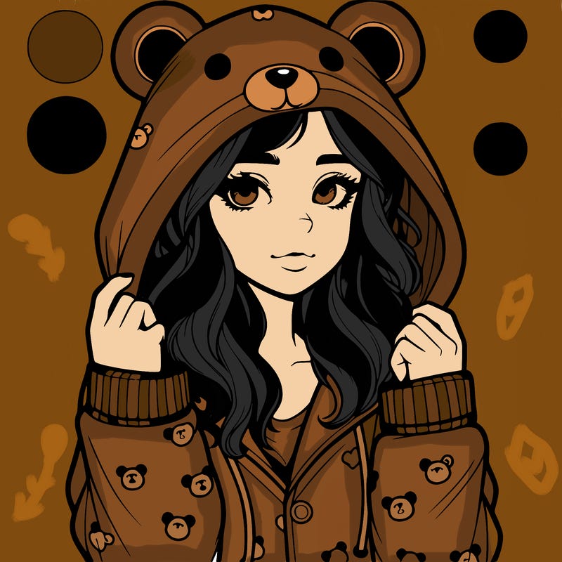 realistic girl in a animal pjs hoodie